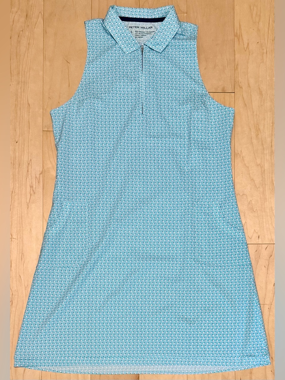 Peter Millar Carner Sport Sleeveless Golf Dress Stretch Blue AOP Women’s Large